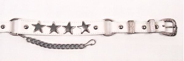 ALM-432-WH-N Boot Strap White Leather with Nickel Star Conchos