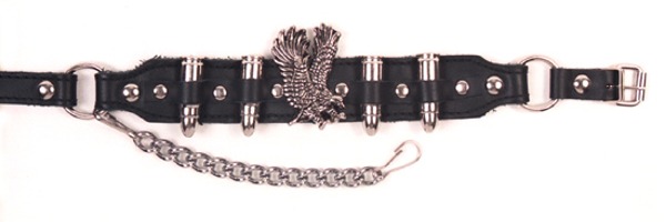 ALM-521-E Boot Strap Black Leather with eagle & bullets