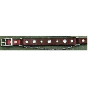 AU-BBR-02CBR Boot Strap Brown Leather with Clear Rhinestones