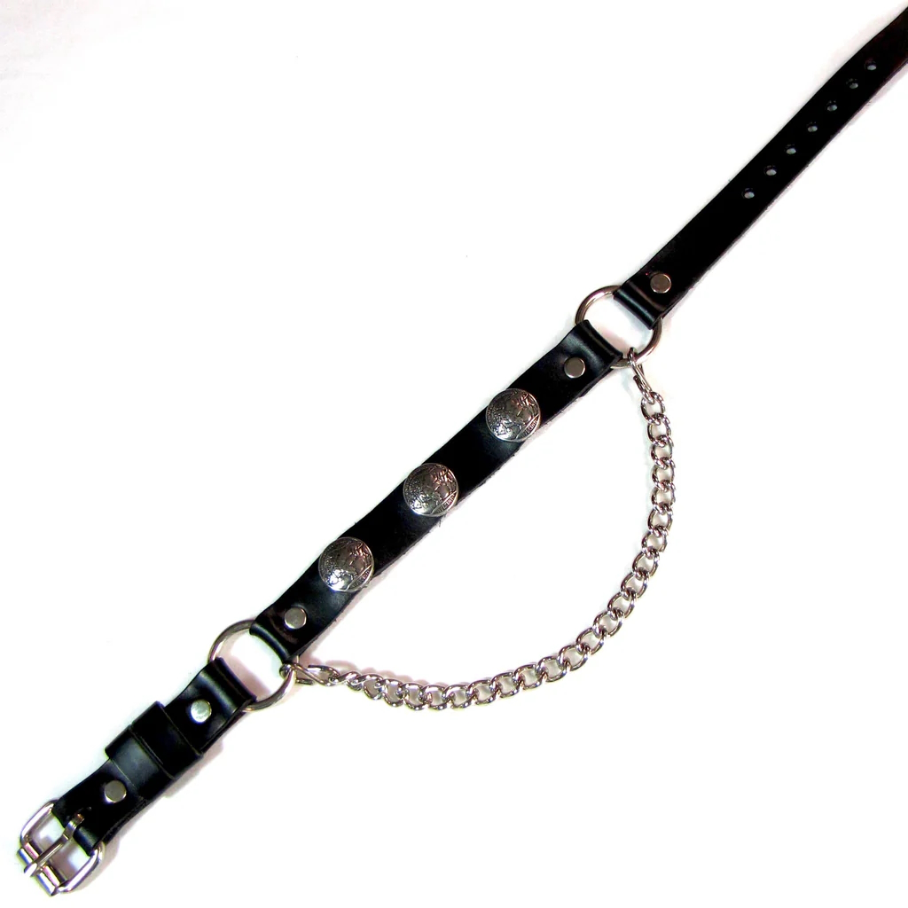 ML-BS17-UB Boot Strap Black Leather with Buffalo Nickel Conchos