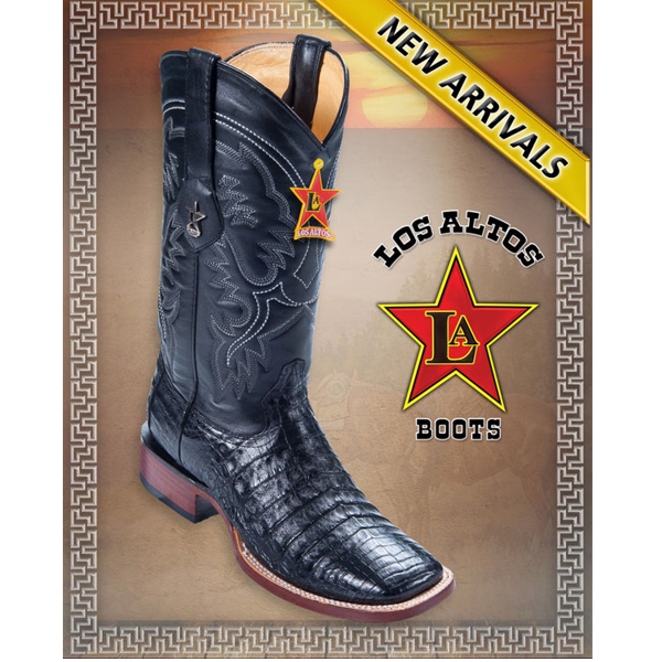 LAB-8228205 Los Altos Boots Black Caiman Belly Square Toe
