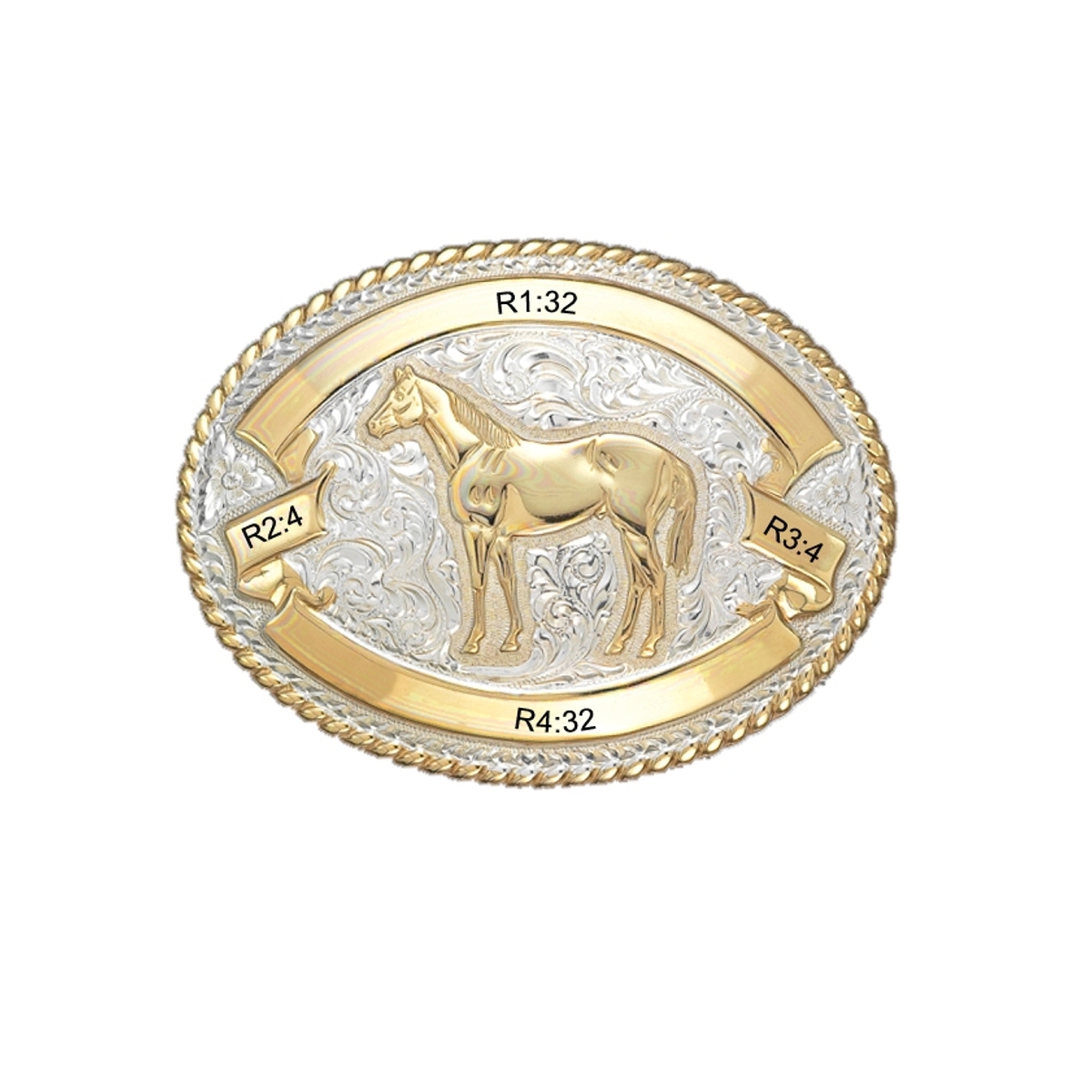 CR-01616 Trophy Buckle Oval 4 ribbons