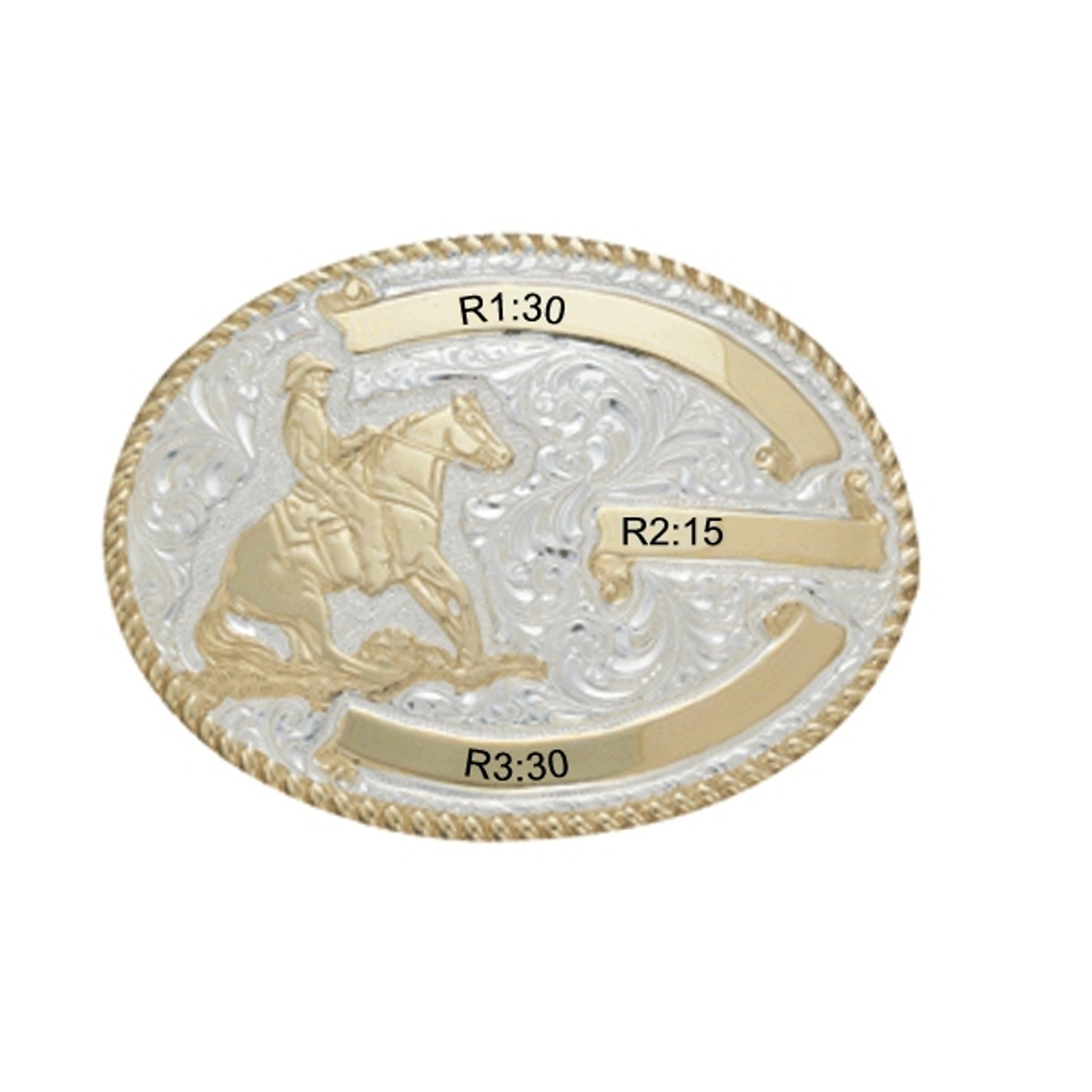 CR-02124 Trophy Buckle Oval 3 ribbons