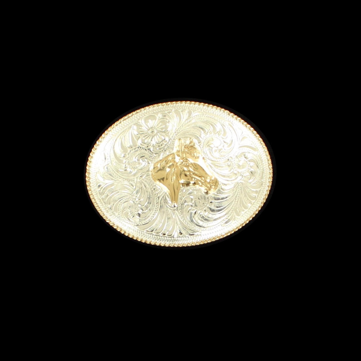 MF-C10369-07 Belt Buckle Silver Gold Plated Horse Head
