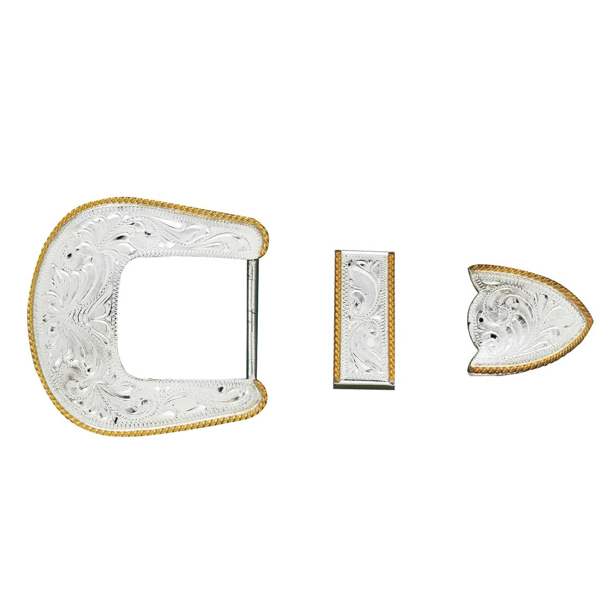MF-C10825 Buckle Set Silver & Gold Plated, 1-1/2" 3-piece set