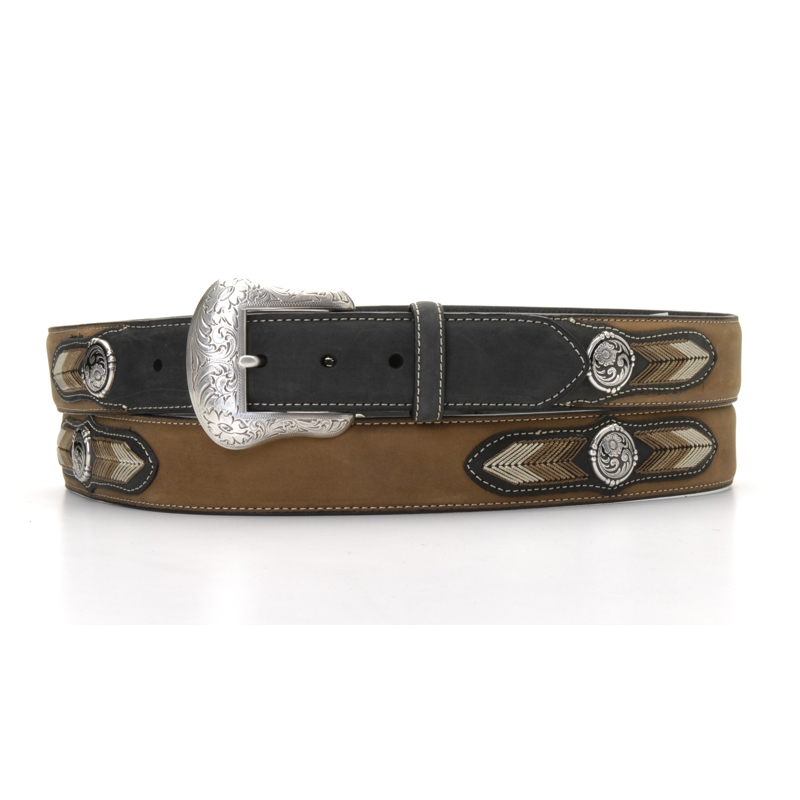NA-24416-01 Black Leather Belt with Round Conchos