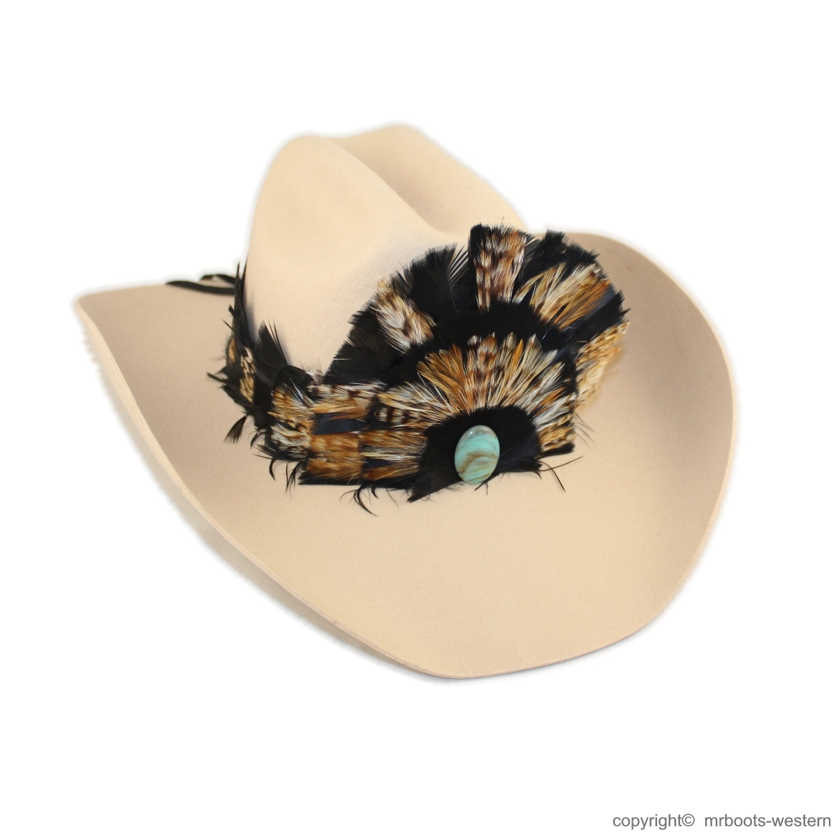 WHITE WITH MEDALLION NEW WESTERN  FLUFFY COWGIRL FEATHER HAT BAND FUSHA 