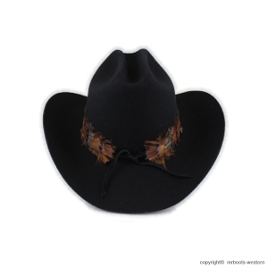 AU-FHB-08 Feather Hat Band Natural Brown with Turquoise Center