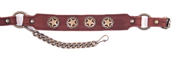ALM-086 Boot Strap Brown Leather with Four Star Conchos