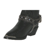 ALM-404ST-BLACK Boot Strap Black Leather with Rhinestones