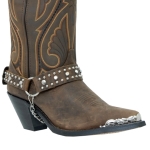 ALM-404ST-BROWN Boot Strap Brown Leather with Rhinestones