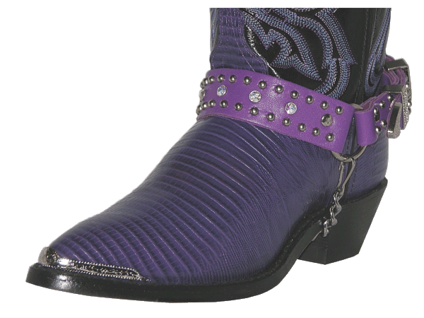 ALM-404ST-PURPLE Boot Strap Purple Leather with Rhinestones