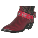 ALM-404ST-RED Boot Strap Red Leather with Rhinestones