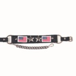 ALM-432-BL-F Boot Strap Black Leather w/American Flags & Stars