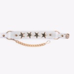 ALM-432-WH-G Boot Strap White Leather with Gold Star Conchos