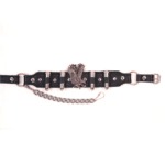 ALM-521-E Boot Strap Black Leather with eagle & bullets