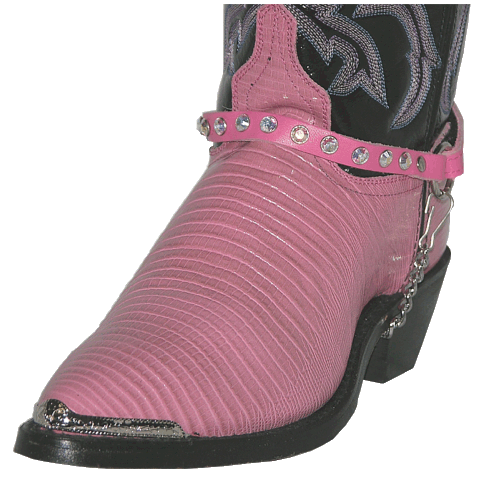 ALM-530ST-PINK Boot Strap Pink Leather with Rhinestones
