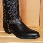 ALM-559-BL Boot Strap Black Leather, Black & Nickle Conchos