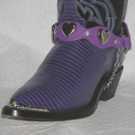 ALM-900-ST-PUR Boot Strap Purple Leather Rhinestones & Hearts