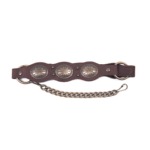 ALM-MM680-AG Boot Strap Scalloped Brown Leather & Conchos
