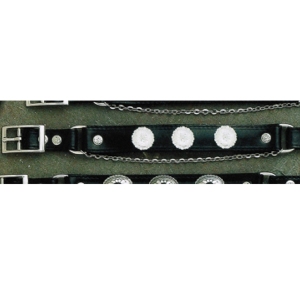 AU-BBR-06 Boot Strap Black Leather with Round Conchos