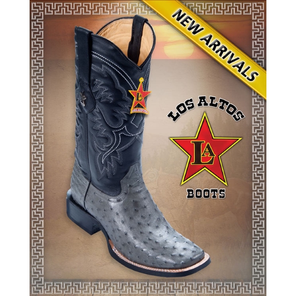 LAB-8220309 Los Altos Boots Grey Full Quill Ostrich Square Toe