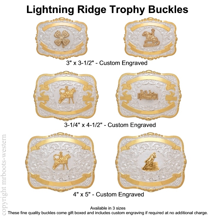 Lightning Ridge Custom Engraved Rectangular Trophy Buckles