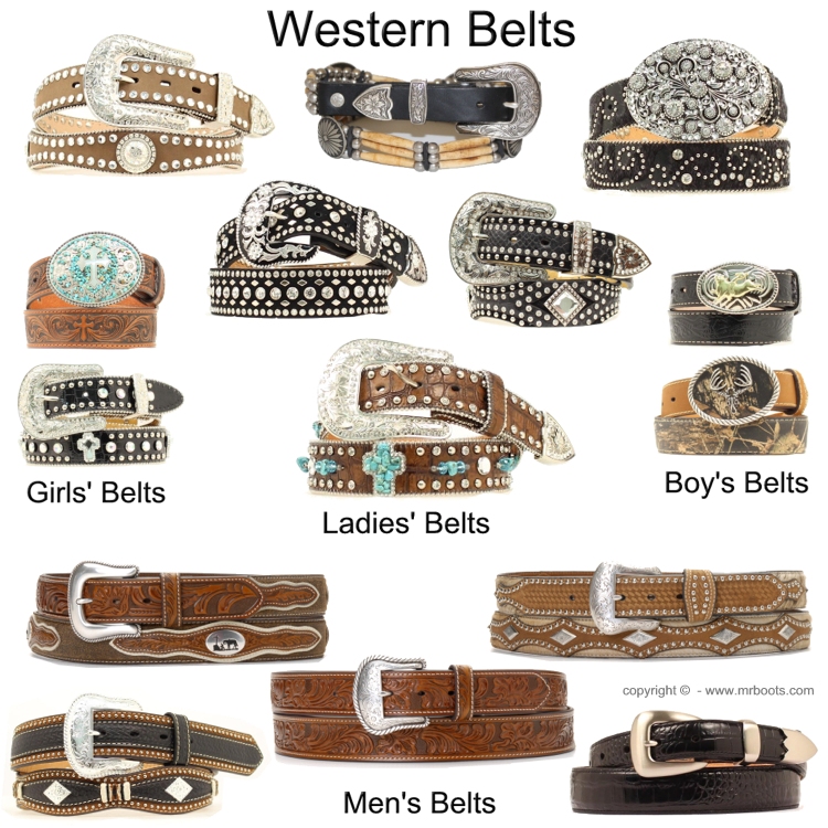 Western Belts for Ladies, Men and Kids.