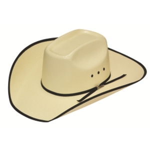 MF-T71550-48 Western 8X Shantung Straw Hat Natural Bound Edge