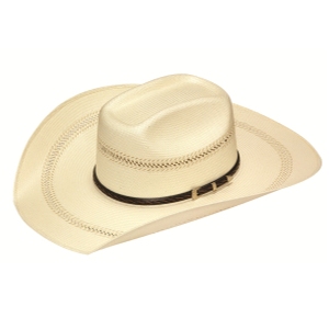 MF-T73656 Western 20X Shantung Straw Hat Tan Ivory