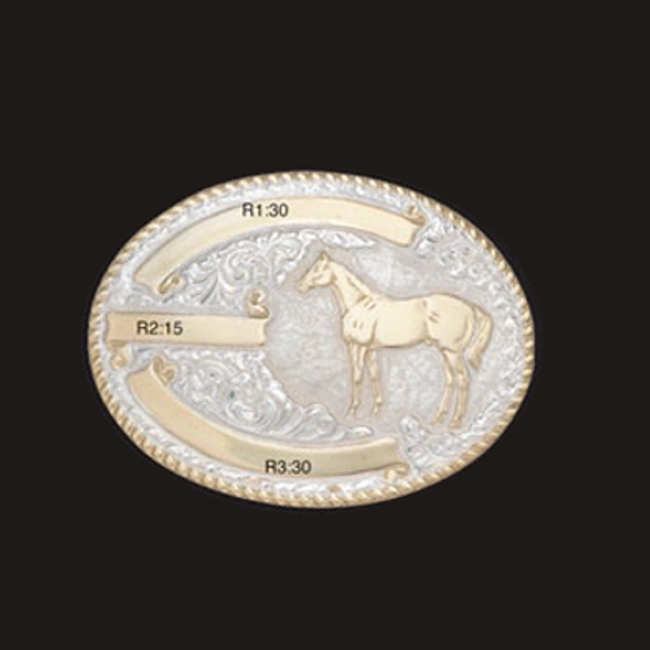 CR-02123 Trophy Buckle Oval 3 ribbons