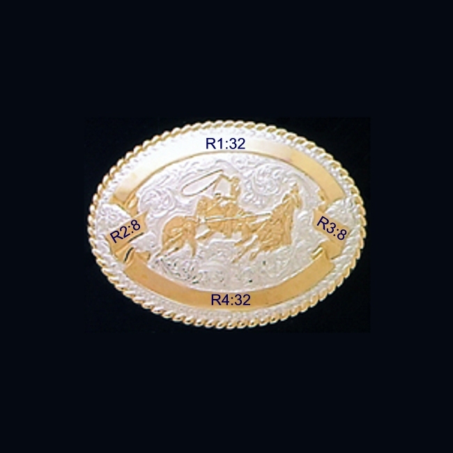 CR-03507 Trophy Buckle Oval Team Roper 4 ribbons