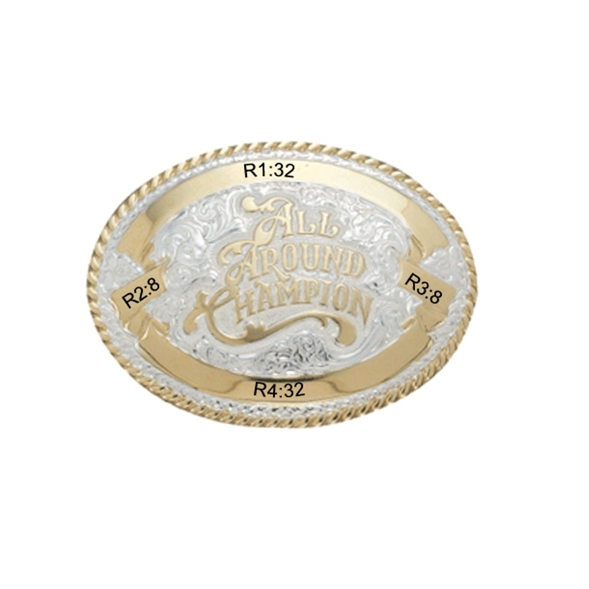 CR-04880 Trophy Buckle Oval 4 ribbons