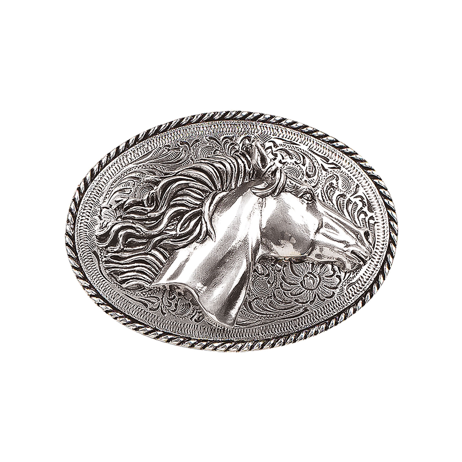 MF-37012 Belt Buckle Antique Silver with Horsehead