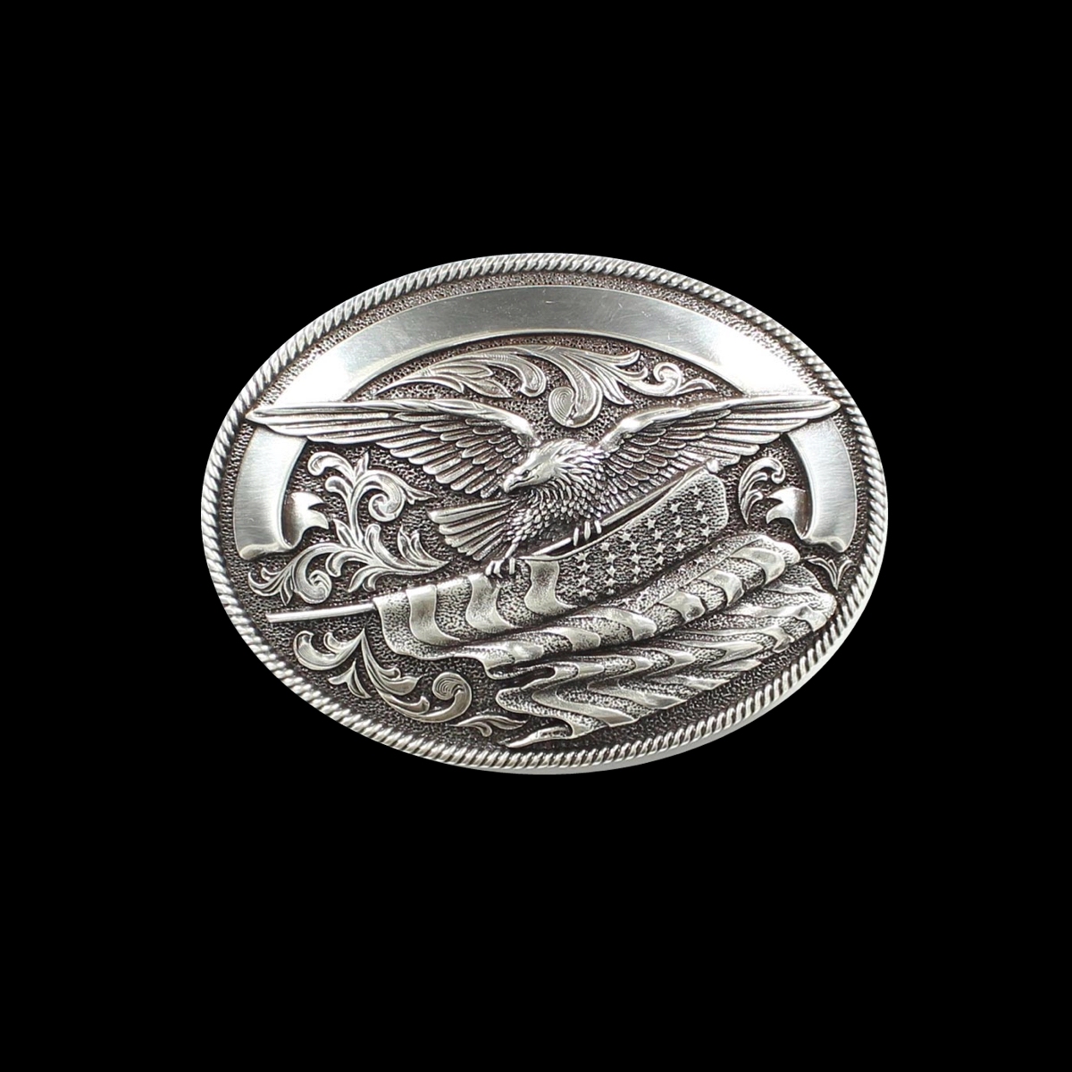 MF-37034 Belt Buckle Oval Eagle with American Flag