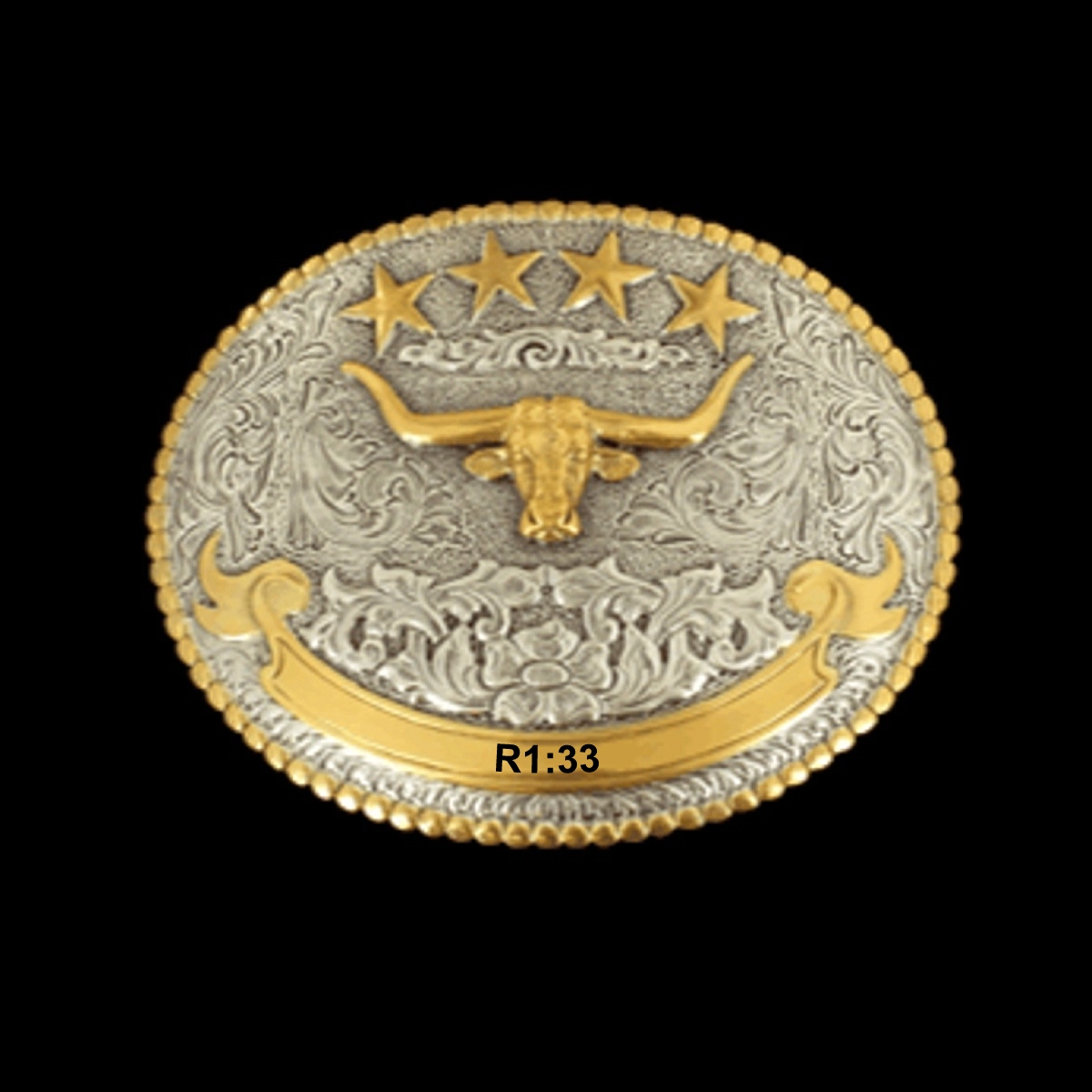 MF-37401 Belt Buckle Antique Silver and Gold Longhorn