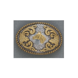 MF-37566-07 Belt Buckle Antique Silver/Gold Horse Head