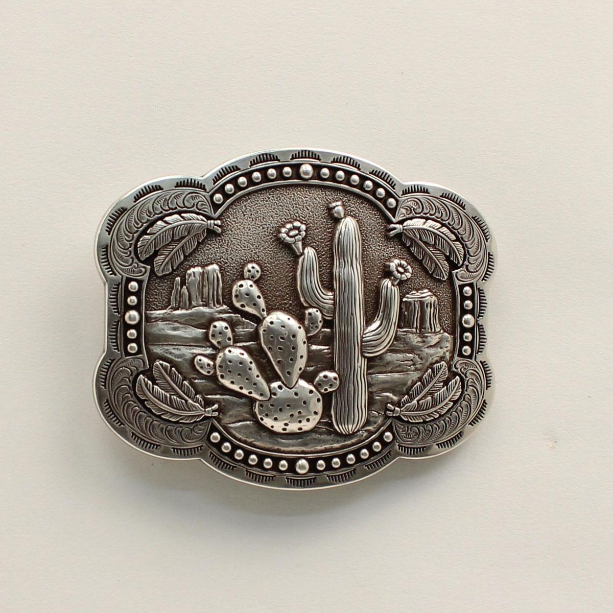 MF-37597 Belt Buckle Antique Silver with Cactus