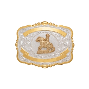 MF-38424 Trophy Buckle Reining Horse 2 Ribbons