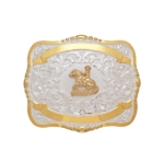 MF-38428 Trophy Buckle Reining Horse 2 Ribbons 4" x 5"