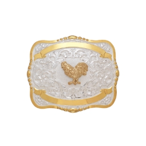 MF-38434 Trophy Buckle Rooster 2 Ribbons 4" x 5"