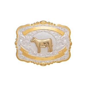 MF-38436 Trophy Buckle Show Cow 2 Ribbons