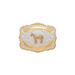 MF-38442 Trophy Buckle Standing Horse 2 Ribbons