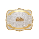 MF-38458 Trophy Buckle Team Penning 2 Ribbons 4" x 5"