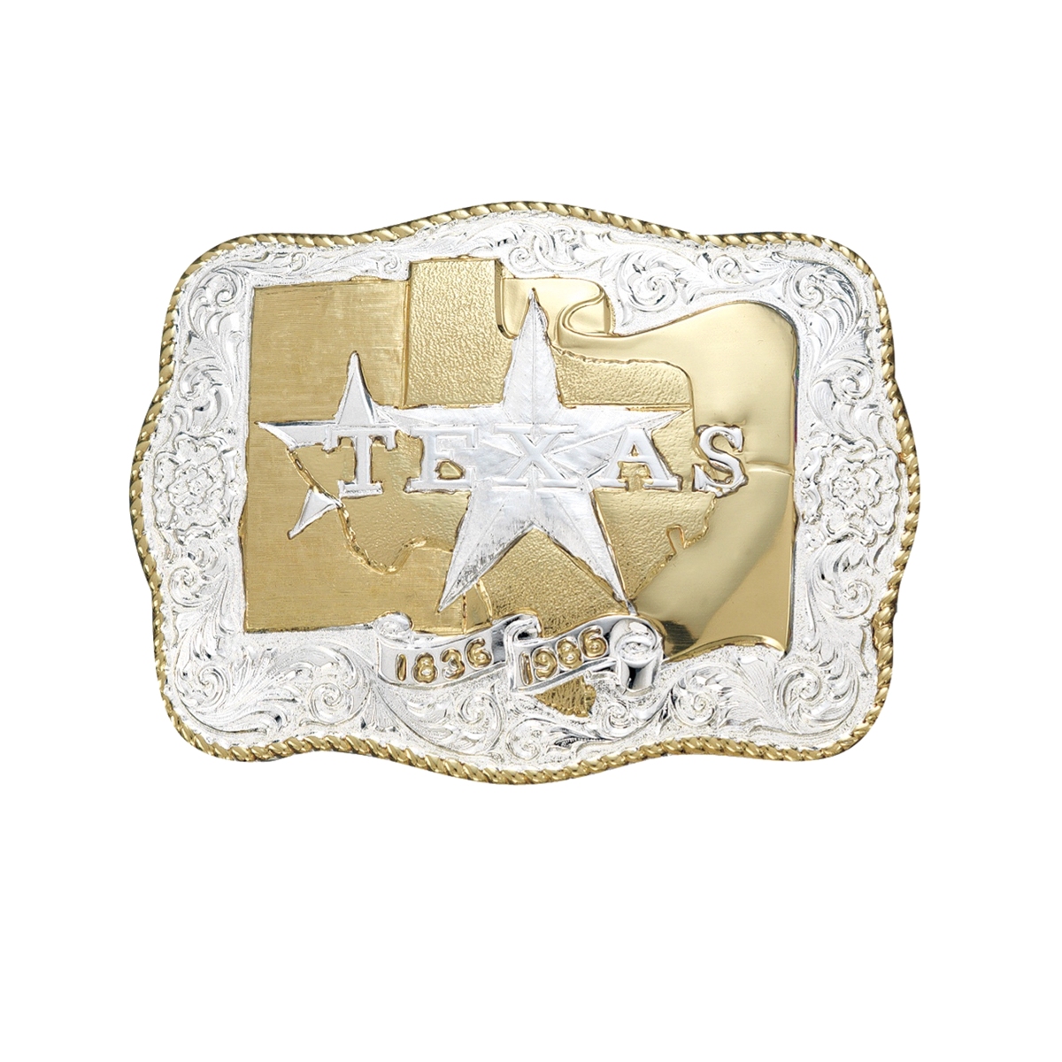 MF-C00491 Belt Buckle Silver Texas Outline and Star