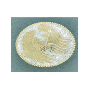 MF-C01246 Belt Buckle Oval Eagle with American Flag