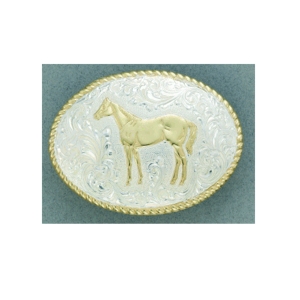MF-C01578 Belt Buckle Crumrine Silver Oval Standing Horse
