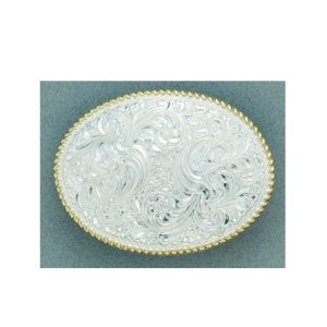 MF-C01874 Belt Buckle Crumrine Silver Oval Silver Floral