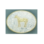 MF-C02115 Belt Buckle Crumrine Silver Oval Standing Horse