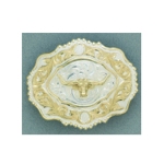 MF-C08726 Belt Buckle Crumrine Silver & Gold Longhorn